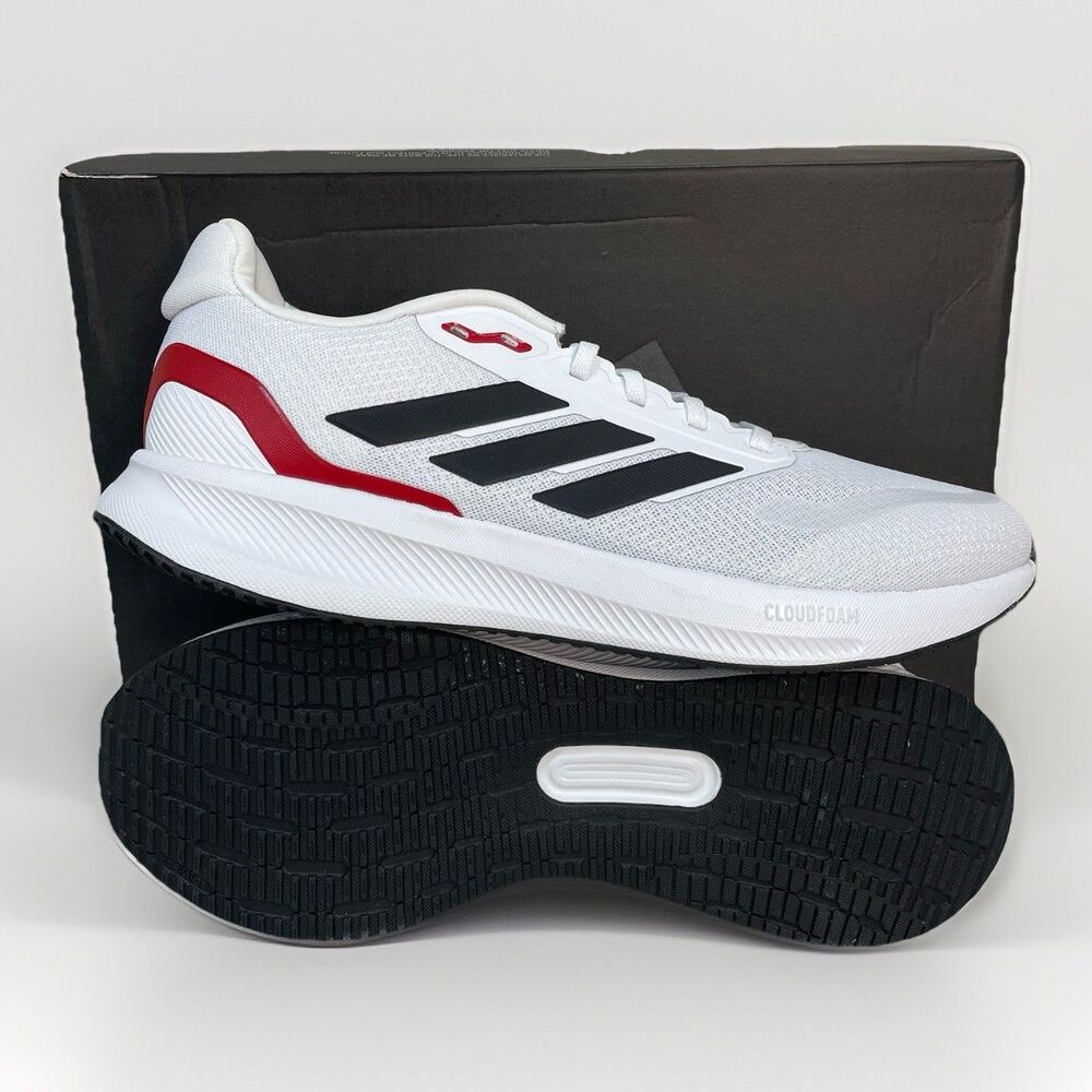 Adidas Runfalcon 5 Men's Sz 11 White Black Red Scarlet Jog Walk Shoes IE8818 New